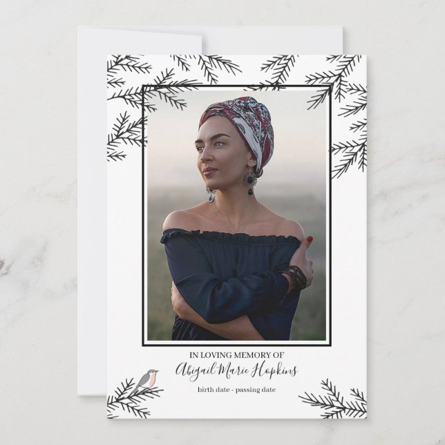 Cartão De Agradecimento Funeral Elegante Robin Bird Obrigado Por Seres Rec (Frente)