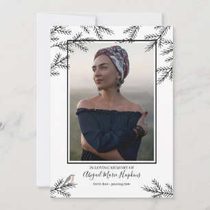 Cartão De Agradecimento Funeral Elegante Robin Bird Obrigado Por Serve