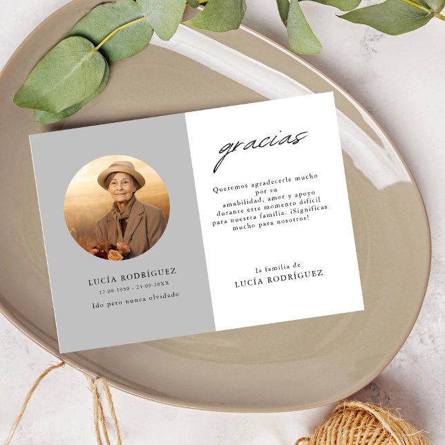 Cartão De Agradecimento Funeral Espanhol Gracias Oval Foto (Criador carregado)