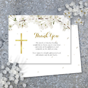 Cartão De Agradecimento Funeral Flor de Cristã Branco