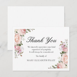 Cartão De Agradecimento Funeral Floral Rosa Rosa Rosa Russo