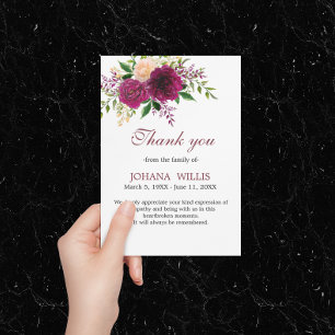 Cartão de Agradecimento Funeral Floral Roxo Memori