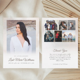 Cartão De Agradecimento Funeral Memorial das Nuvens de Beige Moderna