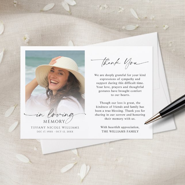 Cartão De Agradecimento Funeral Memorial In Loving Memory Photo (Criador carregado)
