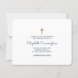 Cartão De Agradecimento Funeral Memorial Moderna E Simples Cruz Dourada