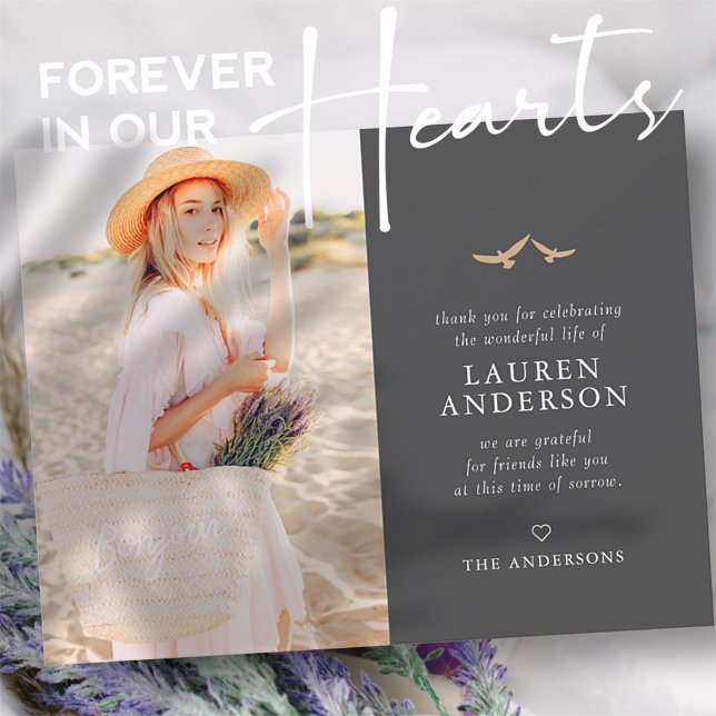 Cartão De Agradecimento Funeral Memorial Moderna Simples Aves Douradas (Criador carregado)