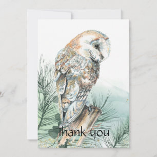 Cartão De Agradecimento Funeral Memorial Obrigado Watercolor Barn Owl