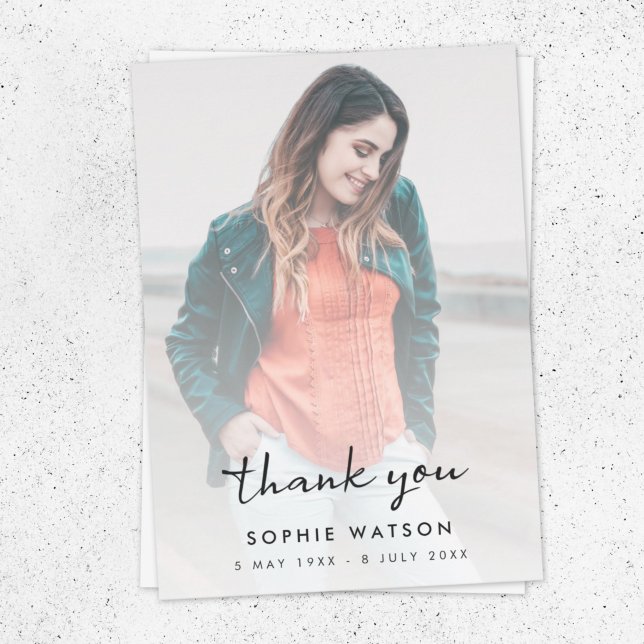 Cartão De Agradecimento Funeral Moderno | Celebração do Life Memorial (Criador carregado)