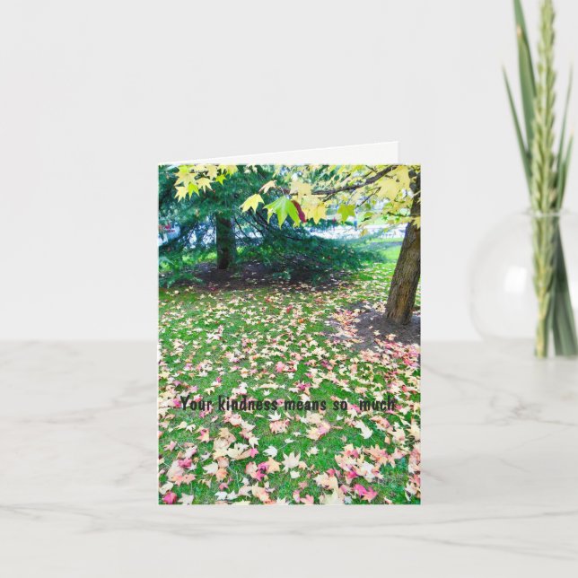 Cartão De Agradecimento Funeral - Obrigado das Folhas de outono da Família (Frente)