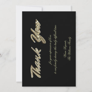 Cartão De Agradecimento Funeral Obrigado Elegante Preto e Dourado