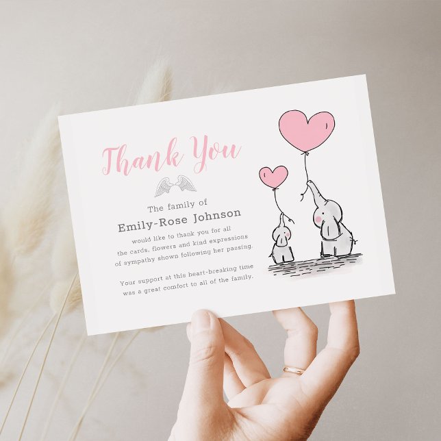 Cartão De Agradecimento Funeral Obrigado | Encantamento de Crianças Rosa (Criador carregado)