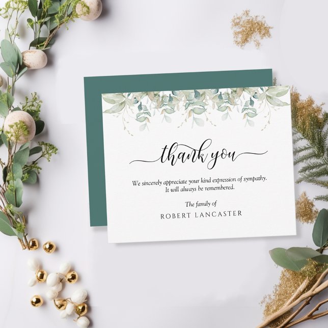 Cartão De Agradecimento Funeral Obrigado Nota, Airy Greenery (Criador carregado)