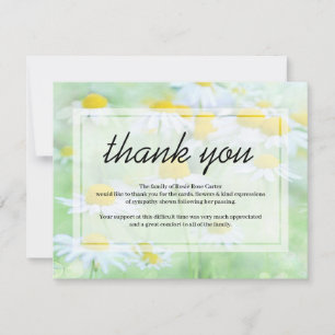 Cartão De Agradecimento Funeral Obrigado Nota  Daisy Floral Sympathy