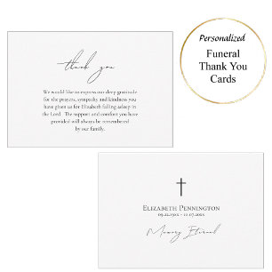 Cartão De Agradecimento Funeral Ortodoxo Minimalista Preto e Branco