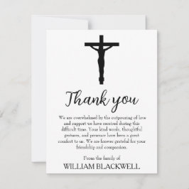 Cartão De Agradecimento funeral preto e branco, obrigado cartas