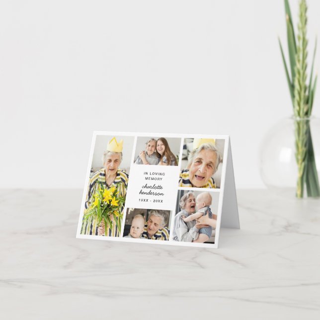 Cartão De Agradecimento Funeral/Simpatia Moderna de 6 Fotos Dobrada (Frente)