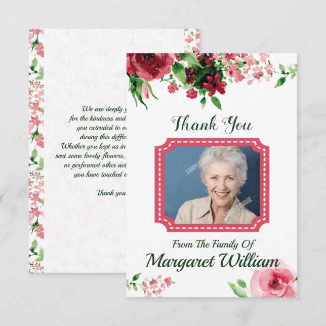 Cartão De Agradecimento Funeral Thank You Card Template (Frente/Verso)