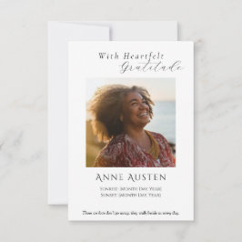 Cartão De Agradecimento Funeral Thank You Card – With Gratitude