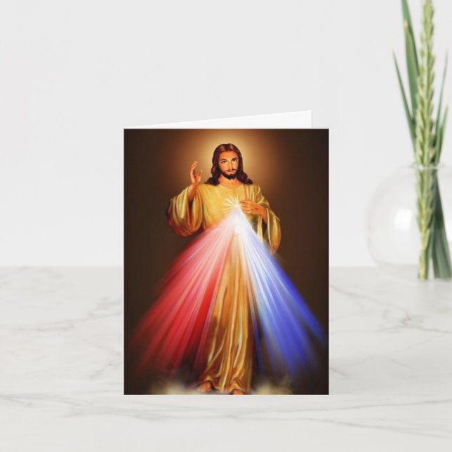 Cartão De Agradecimento Funeral Thank You Cards | Divine Mercy 01 (Frente)