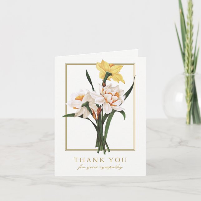 Cartão De Agradecimento Funeral Thank You Cards | Double Daffodils (Frente)