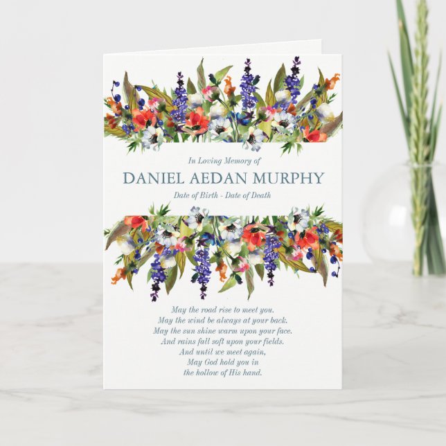 Cartão De Agradecimento Funeral Thank You Cards | Forest Wild Flowers (Frente)