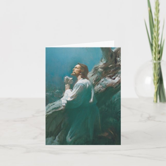 Cartão De Agradecimento Funeral Thank You Cards | Jesus Christ Praying 04 (Frente)