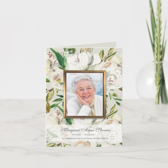 Cartão De Agradecimento Funeral Thank You Cards | White Rose (Frente)