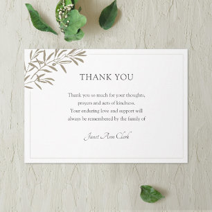 Cartão De Agradecimento Funeral Thank You Note Card