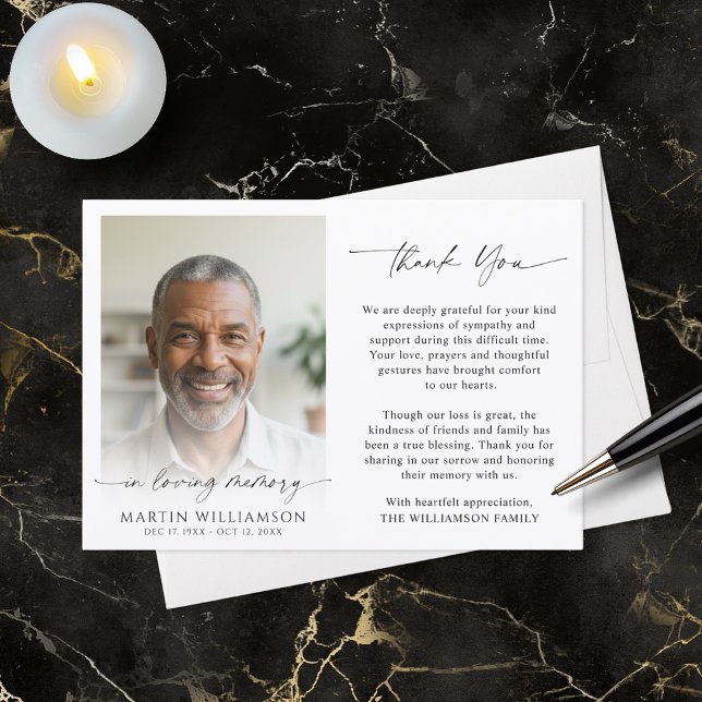 Cartão De Agradecimento Funeral Thank You Photo In Loving Memory (Criador carregado)