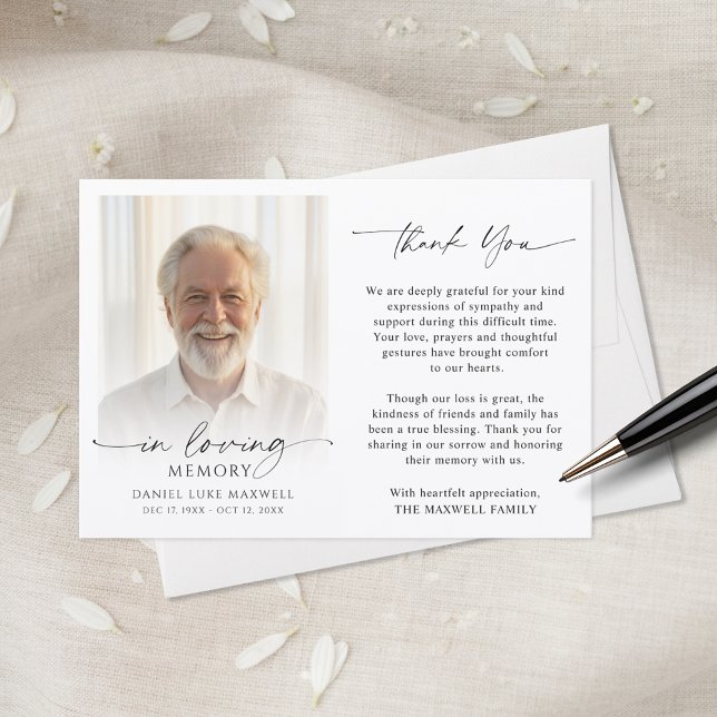 Cartão De Agradecimento Funeral Thank You Photo In Loving Memory (Criador carregado)