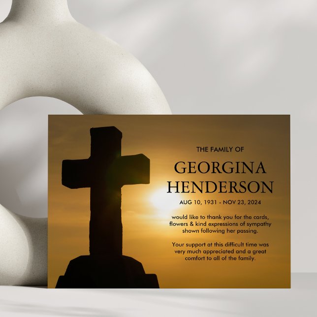 Cartão De Agradecimento Funeral Thank You | Religious Holy Cross (Criador carregado)