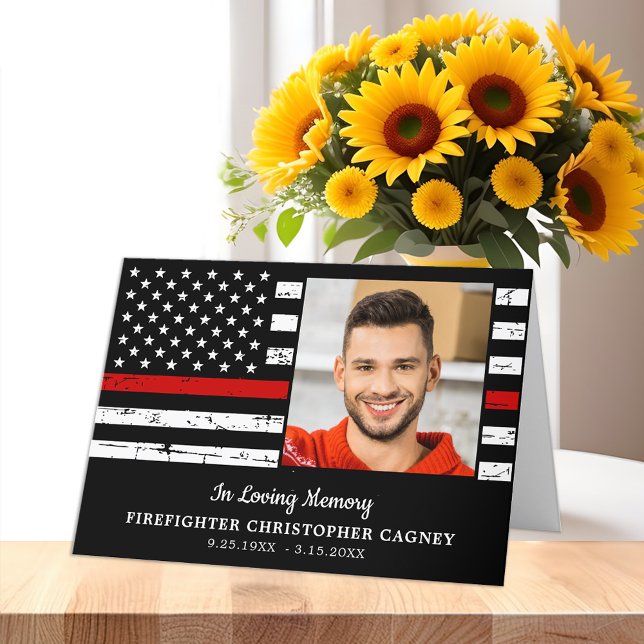 Cartão De Agradecimento Funeral Thin Red Line do Bombeiro Memorial (Criador carregado)