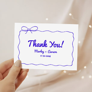Cartão De Agradecimento Funky Modern Hand Lettered Royal Blue Weds
