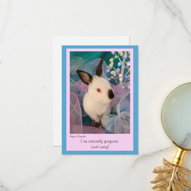 Cartão De Agradecimento Funny Bunny Flat Greeting Card w/ Envelope (Frente/Verso In Situ)