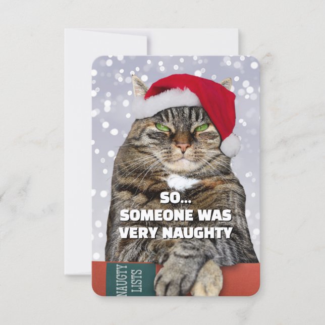 Cartão De Agradecimento Funny cat mad at you Christmas card (Frente)