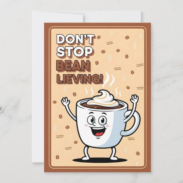 Cartão De Agradecimento Funny Coffee Pun Don’t Stop Bean Lieving cute  (Frente)