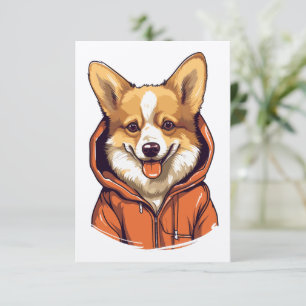 Cartão De Agradecimento Funny Corgi Vestindo Hoodie