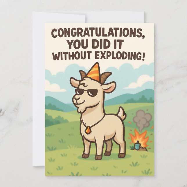 Cartão De Agradecimento Funny Goat Greeting Card - Congratulations (Frente)