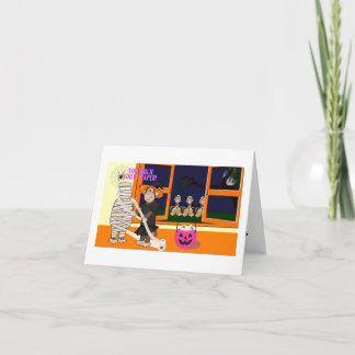 Cartão De Agradecimento Funny Monkey toilet paper mummy Halloween Card