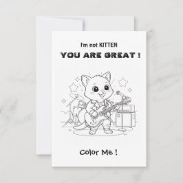 Cartão De Agradecimento Funny Musician cat coloring card and maze