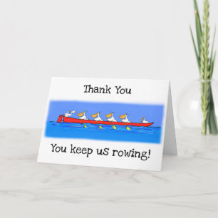 Cartão De Agradecimento Funny pelicans rowing cartoon Thank You card.
