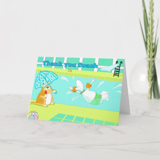 Cartão De Agradecimento Funny swimming thank you coach card (Frente)