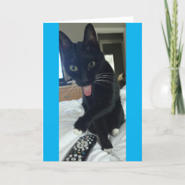 Cartão De Agradecimento funny Thank You card cat hides remote Mother's Da