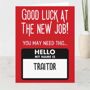 Cartão De Agradecimento Funny 'Traitor Crachá' Colega Saindo
