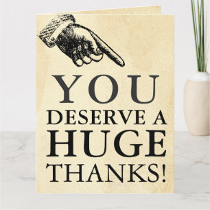 Cartão De Agradecimento Funny Vintage Hand Giant Thank You