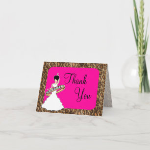 Cartão De Agradecimento Fuscia Leopard  Bridal Thank You Card