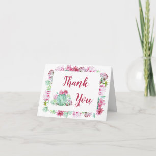 Cartão De Agradecimento Fusíveis de Cactus Rosa Suculentos Casamento de A