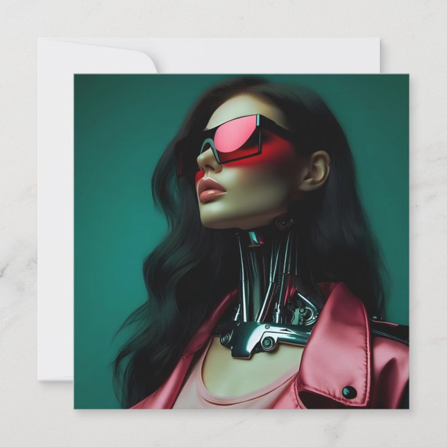 Cartão De Agradecimento  futuristic cybernetic woman (Frente)