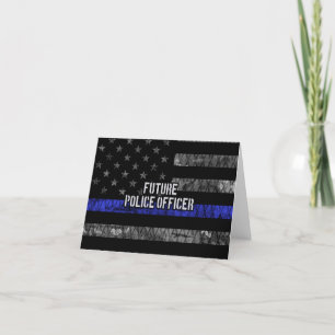 Cartão De Agradecimento Futuro Oficial da Polícia Linha Azul Desgastada Fl