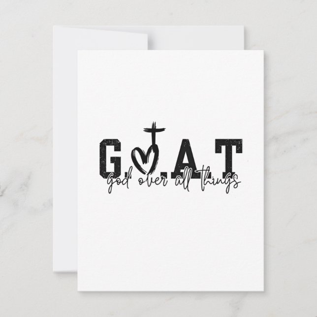 Cartão De Agradecimento G.O.A.T Deus Sobre Todas As Coisas Jesus Cristão (Frente)